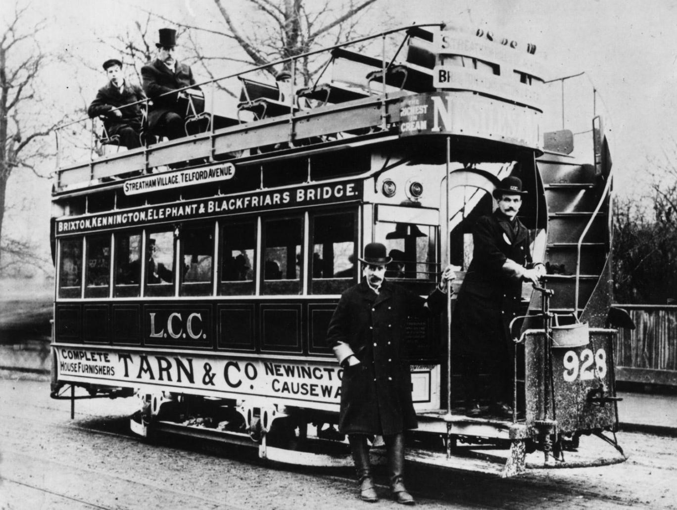 c1900 A London tram running between Brixton and Elephant and Castle.jpg