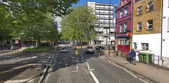 Rotherhithe New Road,same location 2018.Oldfield Grove left, The Crystal Tavern Pub site on the corner right.jpg