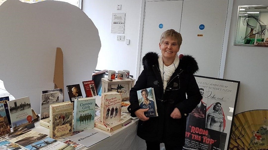 Mary Gibson Auther in the Bermondsey Uprising pop-up shop in Southwark Park Road.jpg