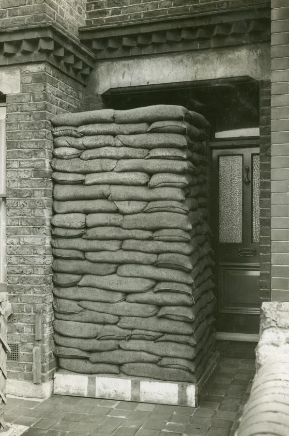 Dunton Road, Sandbags outside a house, September, 1939. X.jpg