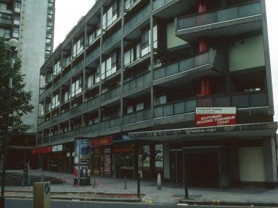 Sherston Court in foreground and Draper House in background 1988.jpg