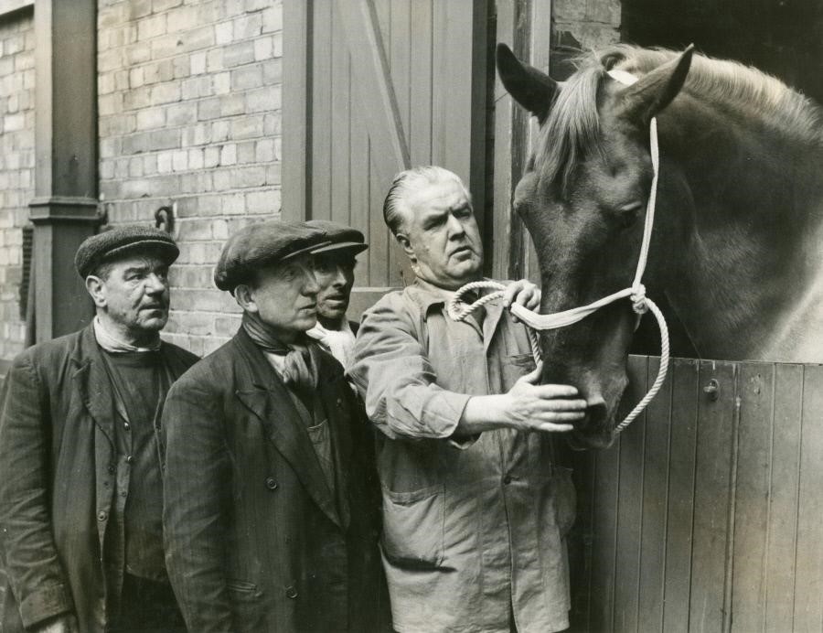 Neckinger Depot,Bermondsey Borough Council horses, a farewell from Mr. J. Page Stable Superintendent and some of the drivers to James. May 1953.  X.jpg