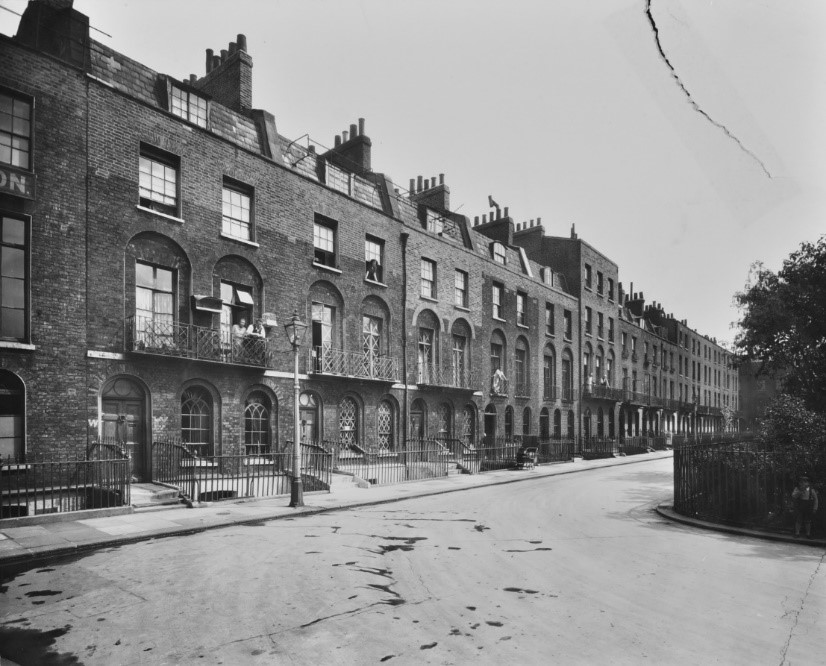 Nelson Square,Blackfriars, North side. 1940.  The old Square was destroyed in the Blitz.jpg