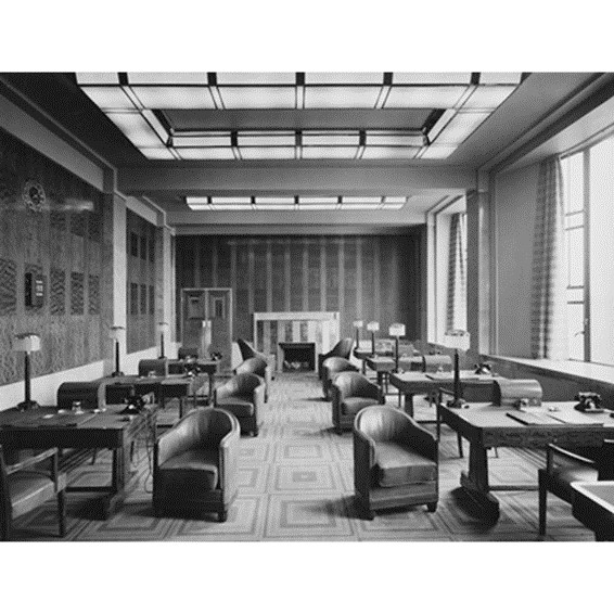 Tooley Street, St Olaf House, Hay's Wharf, the Directors' Common Room with furniture  c1932.  X.jpg