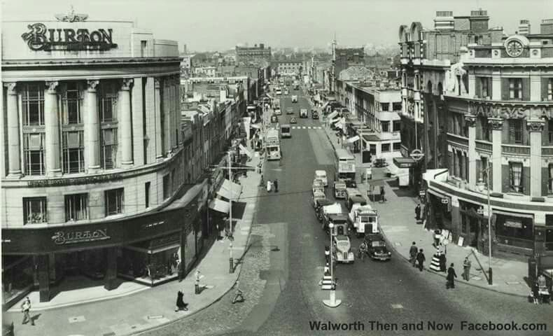 Elephant and Castle 1956, looking down London road. X.png
