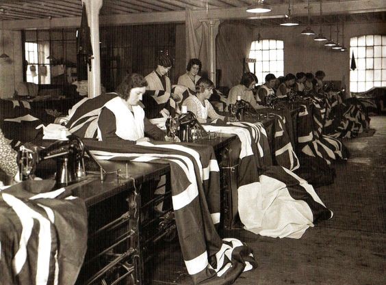 Edginton's Old Kent Road, machinists at  making Union Jack flags,  28 September 1931.jpg