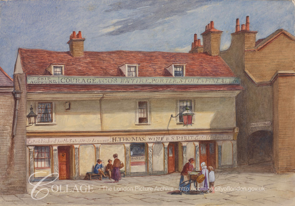 Wolseley Street, Ship Aground Public House with figures outside,c1875.  X.png