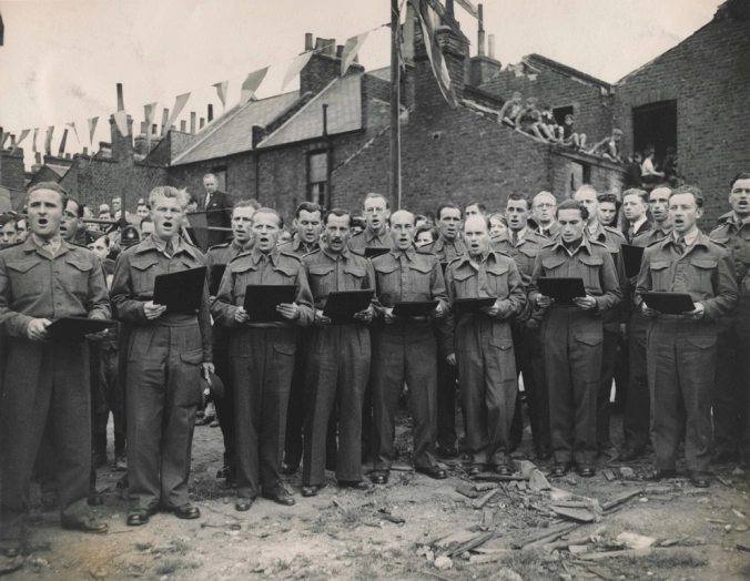 Spa Road,Czechoslovak servicemen sing at Bermondsey’s Lidice memorial service,1943.  X.png