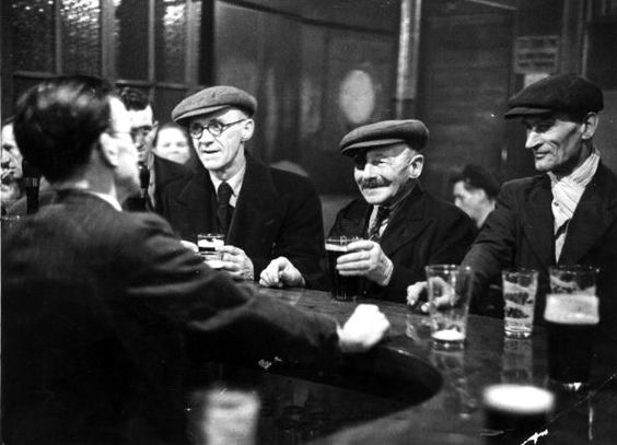 Elephant and Castle, South London, customers drinking in The Elephant pub 1949.  X.png