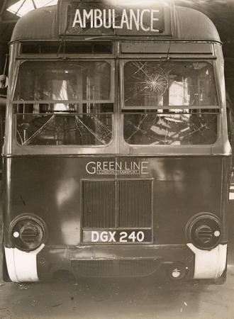 Old Kent Road garage 1940. Green Line Q-type bus no Q234 (reg no DGX240) conversion to an ambulance.  X.png