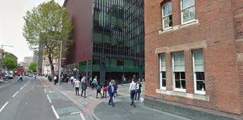 Tooley Street 2016. Abbots Lane right. The green is the site of The Old Kings Head Pub.  X.png
