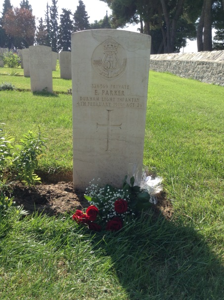 Ernest “Ernie” Parker received British War and Victory Medals and he was buried at the British Military Cemetery at Mikra, Thessaloniki, Greece “with full military honours”..png