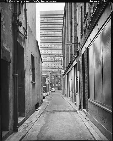 Borough High Street, White Hart Yard, looking towards Guys Tower.  X.png