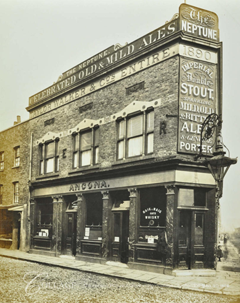 Neptune Street later renamed Rupack Street, Bermondsey c1905. The Neptune Public House.  X.png