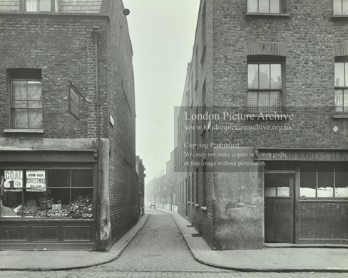 Tabard Street, Bermondsey, looking down Wickham Place c1913.   X.png