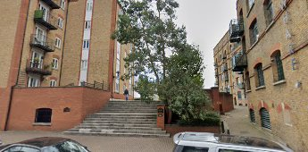 Rotherhithe Street 2020. Alley which led to Horn Stairs and Cuckold’s Point. Canada Wharf right and site of Columbia Wharf left.  X.png